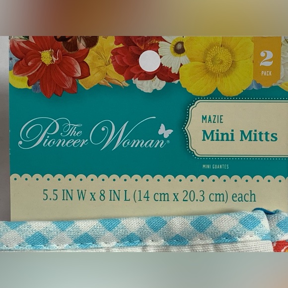 NWT The Pioneer Woman Set of 2 MAZIE Design Mini Oven Mitts Silicone Grip - Picture 4 of 5